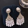Shining  Earrings Luxury Crystal Jewelry Wedding Party Pearl Rhinestone Earrings  Women