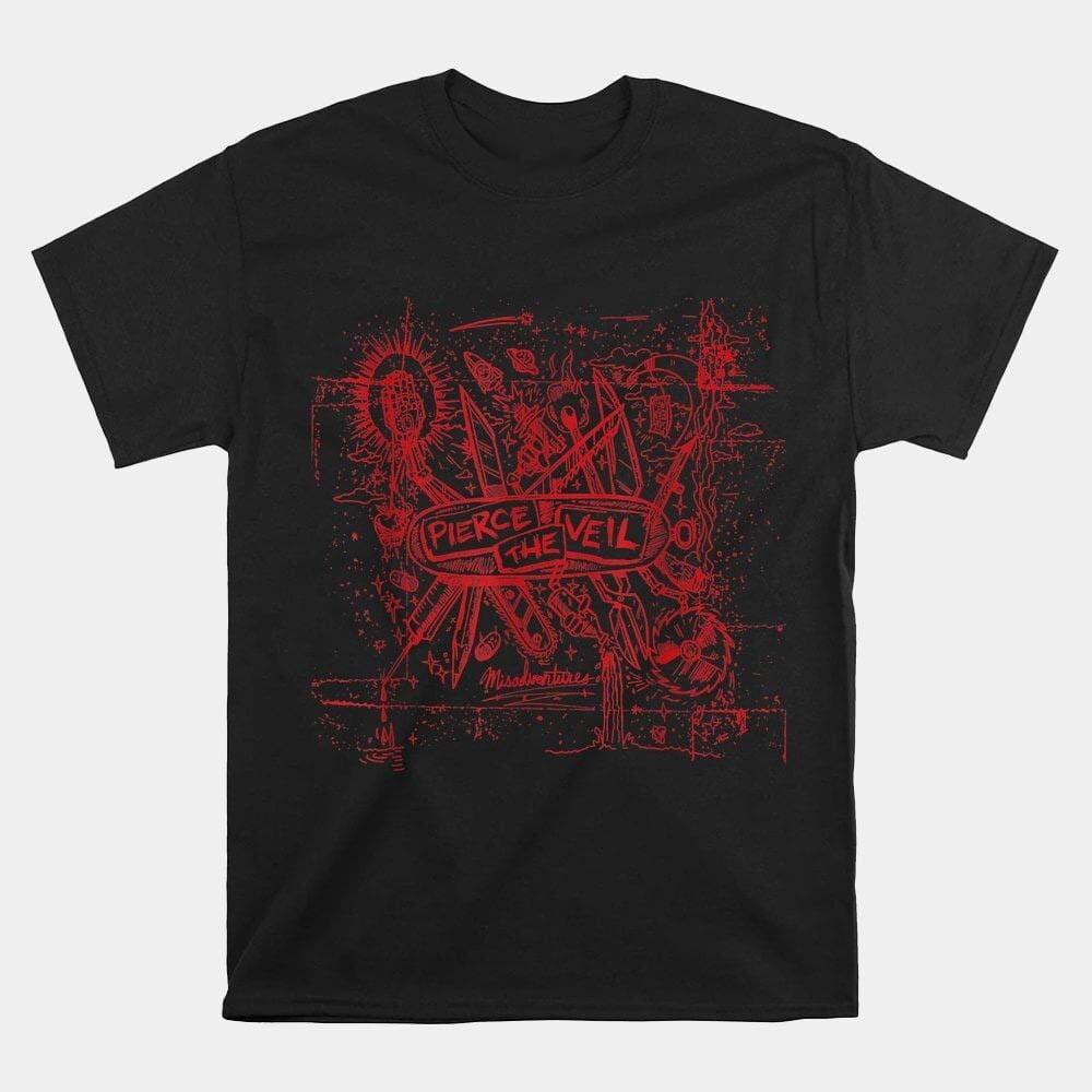 Pierce The Veil Misadventures Cover In Red Unisex T-Shirt L