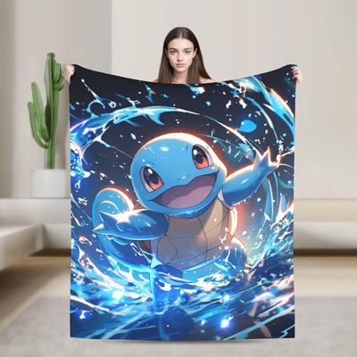 Mielas animacinis Squirtle pledas Poke-Mon flanelinis nuostabus šiltas metamas pledas namams restoranui pavasariui rudeniui