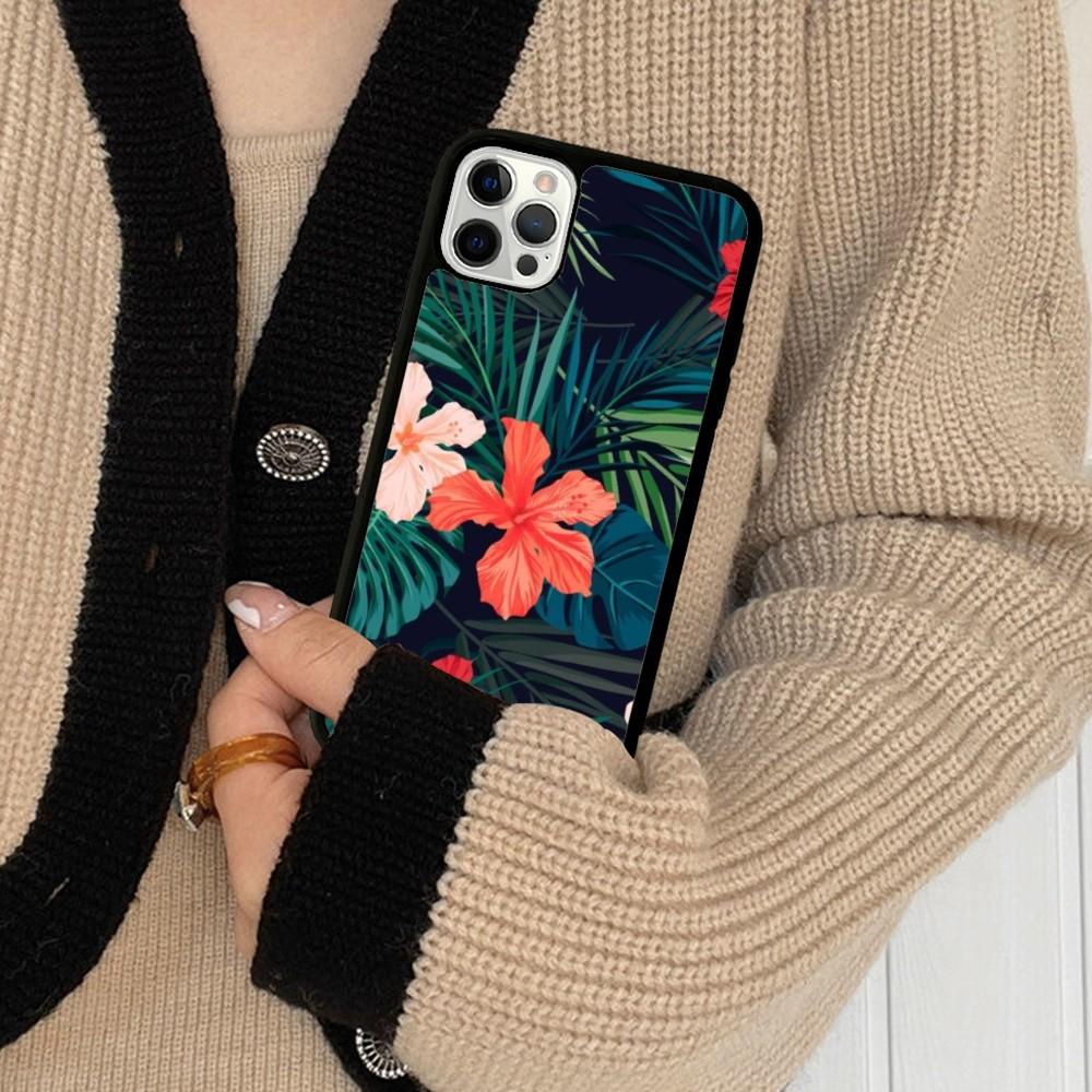 Palm Tree Leaves Phone Case Silicone PC+TPU For For iPhone  11 12 13 14 15 16 Plus Pro Max Cover