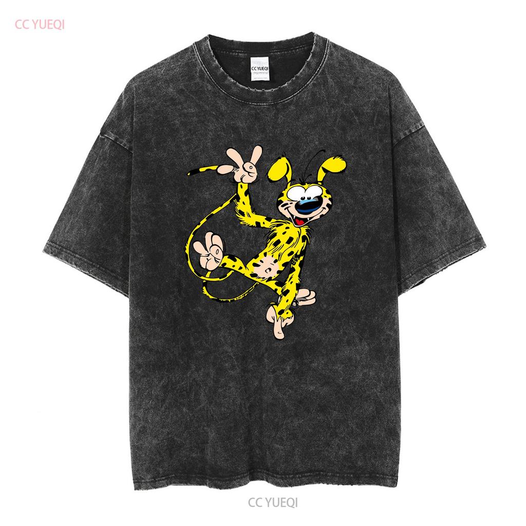 Winkendes Marsupilami Klassisches Retro Vintage T-Shirt S 5XL vintage gewaschen homme Gestreckt Lässig Streetwear-Mode Atmungsaktiv