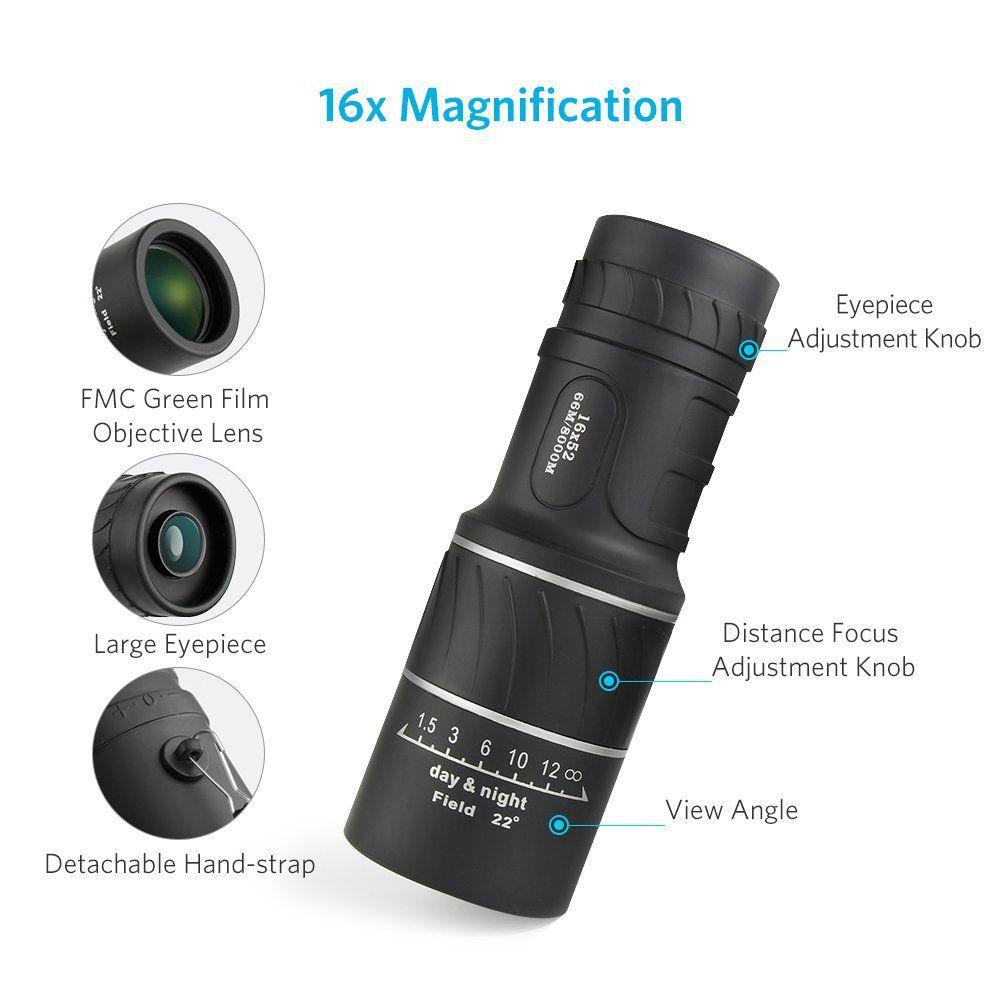 Hd Portable Scope 16x52 Dual Focus Monocular Telescope Hunting Spotting Handheld Binoculars 66m/8000m For Tourism Fishing