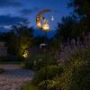 Hummingbird Moon Solar Light, Metal Crescent with Crackle Glass Ball Garden Stake, Solar Pathway Light for Yard Patio Lawn Outdoor Decor