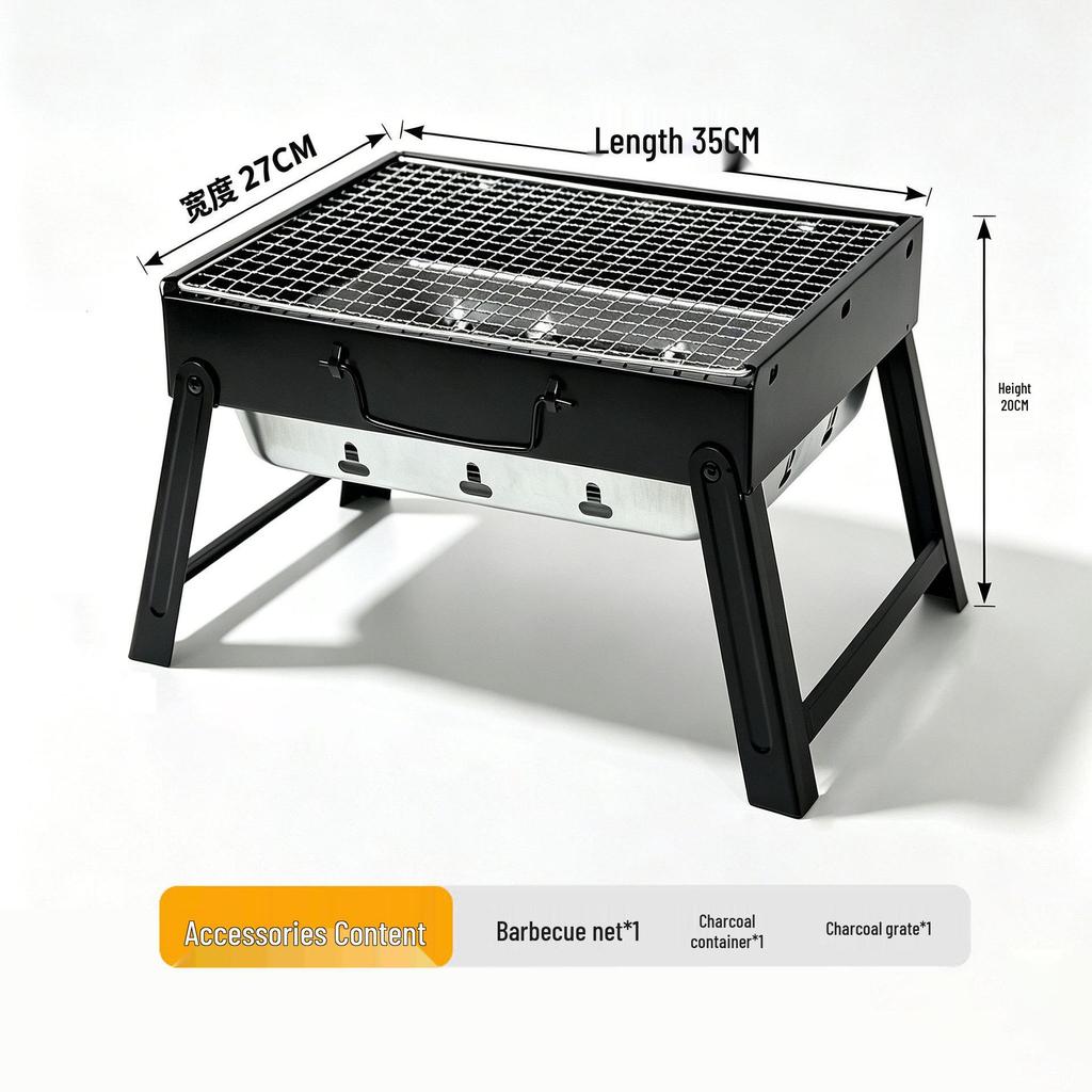 Portable Thickened Charcoal BBQ Grill for Outdoor and Household Use