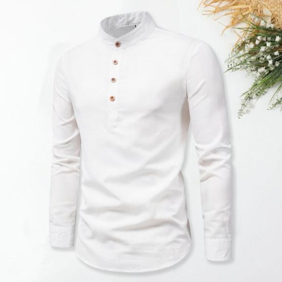 Męska koszula biznesowa Slim Fit ze stójką Lekkie, oddychające, stylowe koszule męskie z długim rękawem
