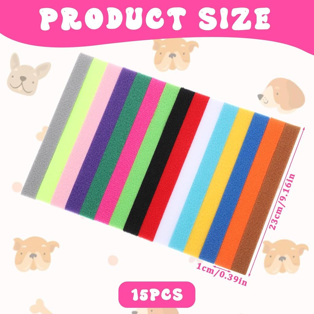 Giantree 15-Pack Puppy Collars for Litter, Whelping Collar for Puppies, Adjustable Identification Collar, Double-Sided Soft Birthing Collars, Reble