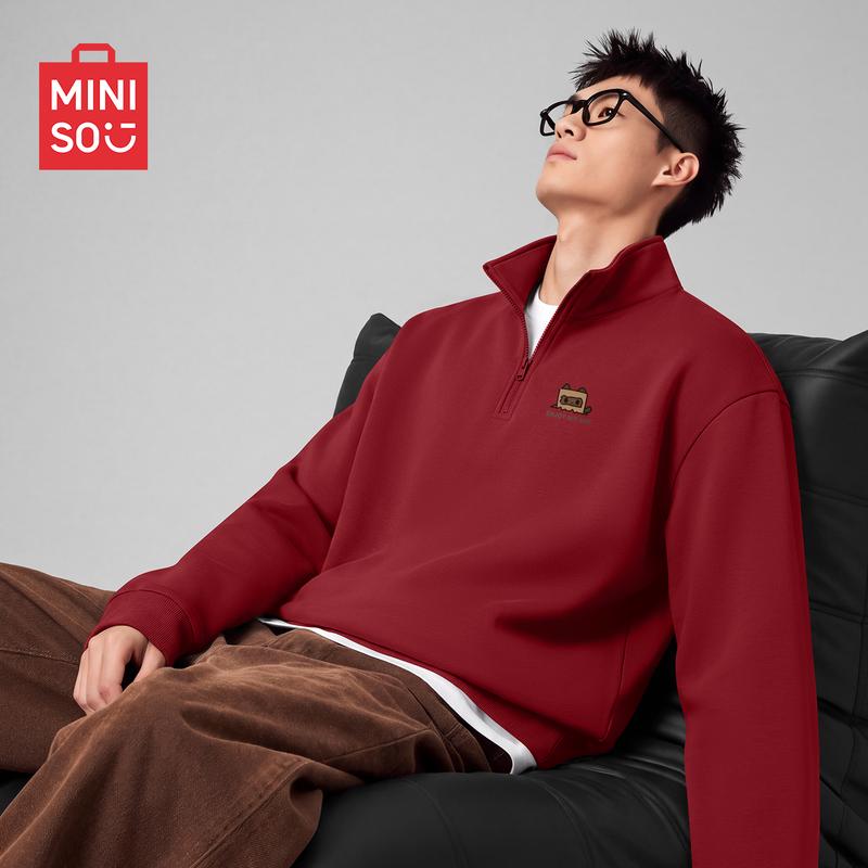 MINISO Men's Casual Half-Zip Sweatshirt
