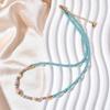 Non-Fading Red Veined Stone Glass Beaded Necklace - Trendy Spring/Summer Style with Sweet, High-End Personality