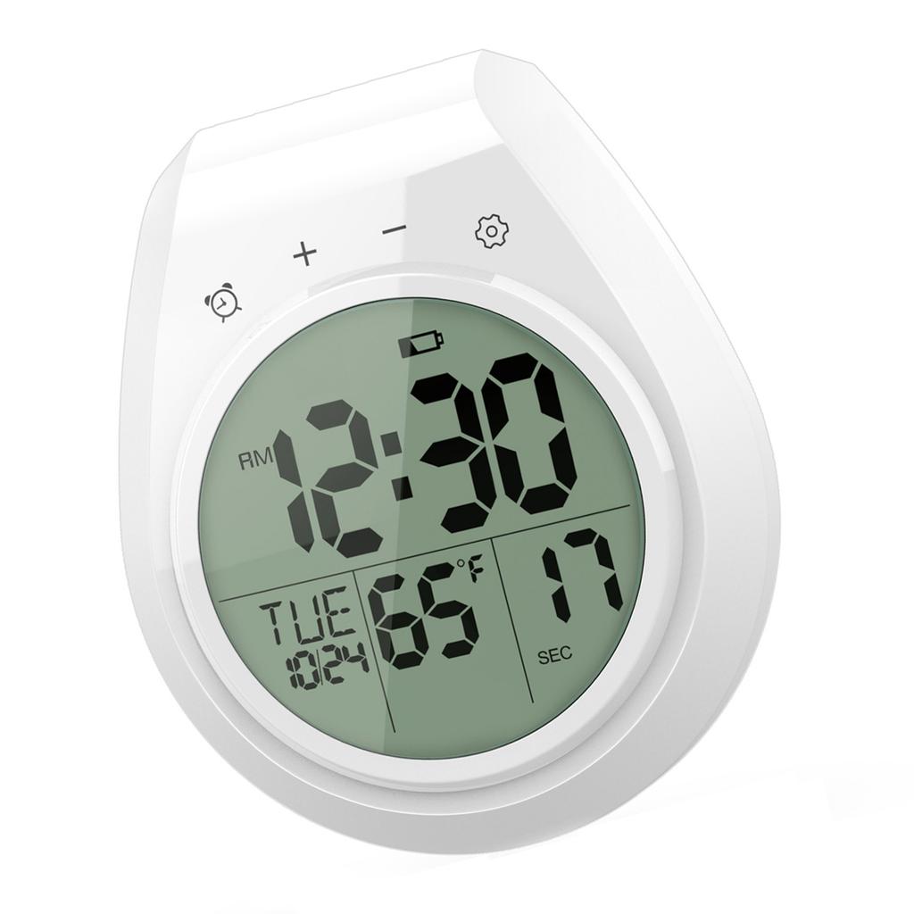 Digital Bathroom Wall Clock Waterproof With LCD Display Time Temperature Date 12/24 Hour Mode Countdown Timer Suction Cup