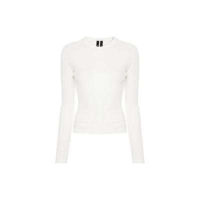 Solid Color Crew Neck Long Sleeve T-Shirt Women Tops White IV7754
