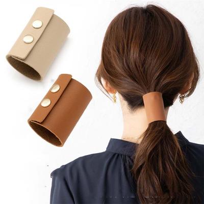 Accessories Hairpins PU Leather Hair Band Korean Style Hair Cuff Ponytail Holder Women's Hair Clips