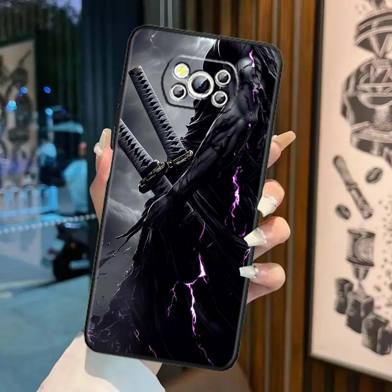 Ancient style swordsman Phone Case For Xiaomi Mi Poco F3 F4 F5 F6 X3 X4 X5 X6 X7 M3 M4 M5 M6 M7 GT Pro 5G Black