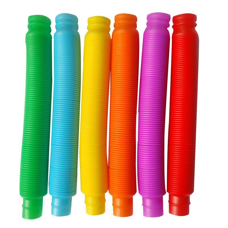 Conjunto de 8/16 Peças Tubo Telescópico de Plástico Flexível Colorido Tubo Pop Tubo Extensível Fole Brinquedos de Descompressão Infantil Adulto