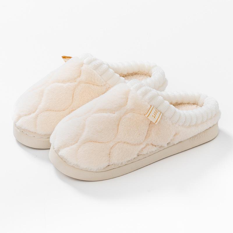 Autumn and Winter Plush Cotton Slippers Indoor Home Non-slip Soft Sole Piled Thickened Couple Warm Cotton Shoes