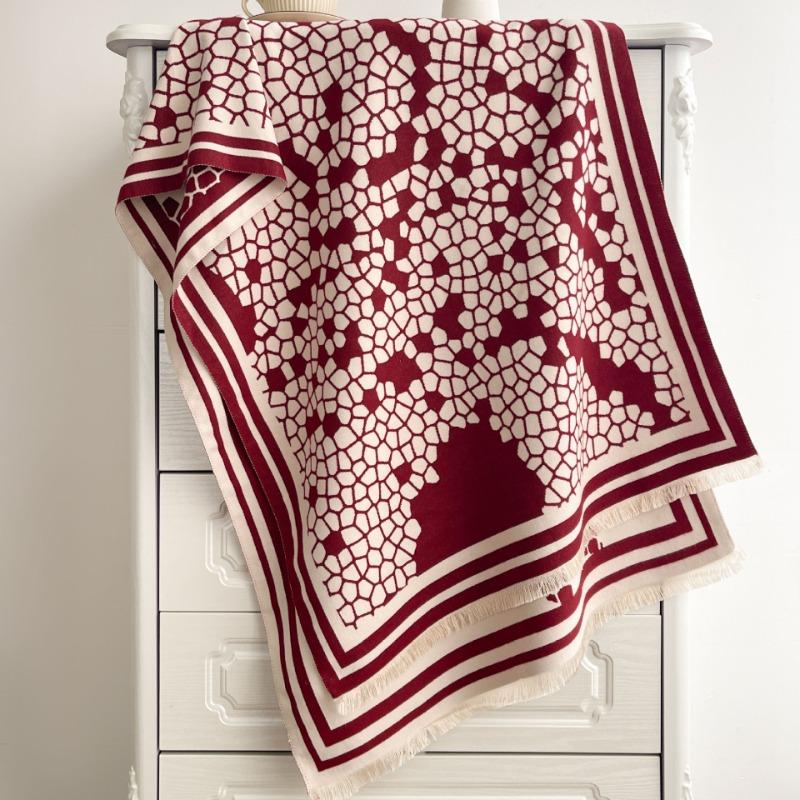 Fashion geometric high-end imitation cashmere scarf women's autumn and winter thickened warm double-sided windproof and cold-resistant scarf shawl