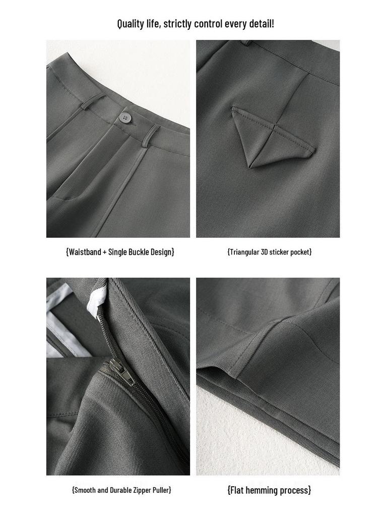Saidi Drapey Wide-Leg Women's Suit Pants - Spring/Summer 2026 Old Money Style, Slim Straight Scythe Casual Pants