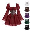 Abito corto medievale che stringe la vita, abito retrò da donna, abito svolazzante in chiffon, costume per festa di Halloween e gioco di ruolo rinascimentale