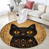 Golden Framed Black Cat Round Area Rug,Carpet Rug for Living Room Bedroom Sofa Playroom Decor,Non-slip Floor Mat
