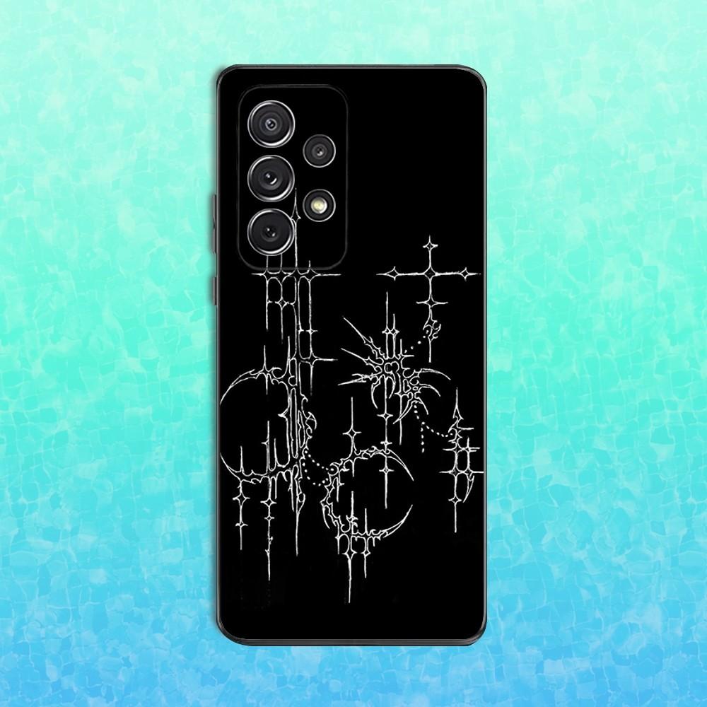 Gothic Cyber Sigil Cross Phone Case For Samsung S25,S24,S23,S22,S21,S20,S10,Ultra,Plus,Lite,FE,Soft Silicone Black Cover