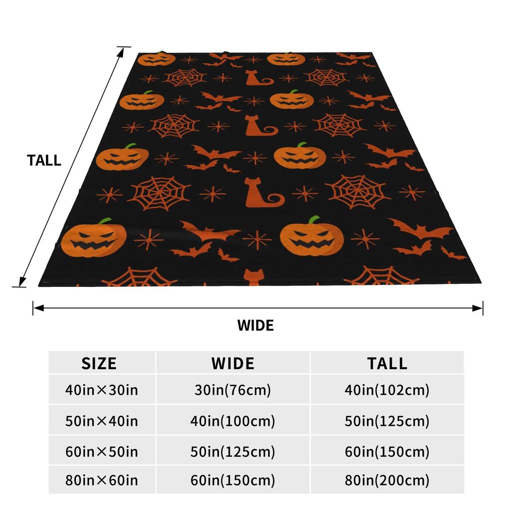 Halloween pumpkin ghosts and black cats Blankets Multi-function Flannel Sofa Throw Blanket for Couch Bedding Travel Throws Quilt