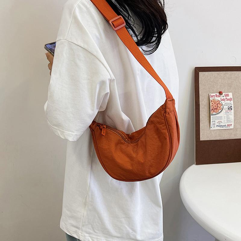 Dumpling Bag Stylish Versatile Lightweight Single-Shoulder Washed Fabric Bag Crossbody