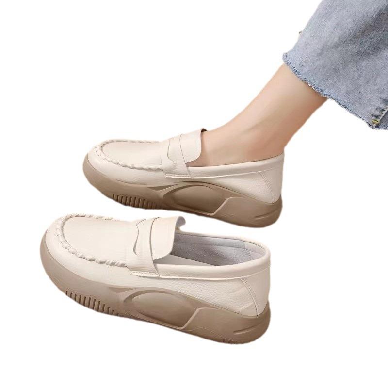 Loafu Damen Herbst Weichsohle Kleine Lederschuhe, Neue Retro Damen Schuhe, Muffin Dicksohle Lässige Sportliche Einzelne Schuhe Damen