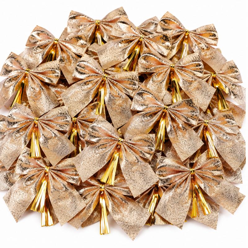 Mini Butterfly Bows Hanging Decoration Gold Red Christmas Bow Ornaments DIY Handmade Bowknot Xmas Tree Festive Supplies