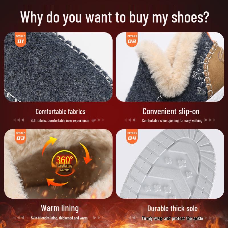 Women's Fleece-Lined Cotton Snow Boots – Slip-On Short Winter Boots