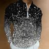 Men Stripe Pattern Long Sleeve Polo Shirt Plus Size Lapel Tops For Leisure And Office Occasions