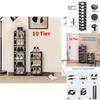 Modern Sleek Non-woven Fabric Foldable Narrow Shoe Rack Compact Storage Organizer