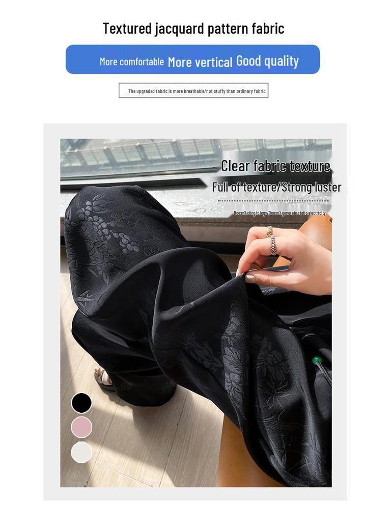 Damen Sommer Jacquard Satin Eis Seide Weitbein Hose