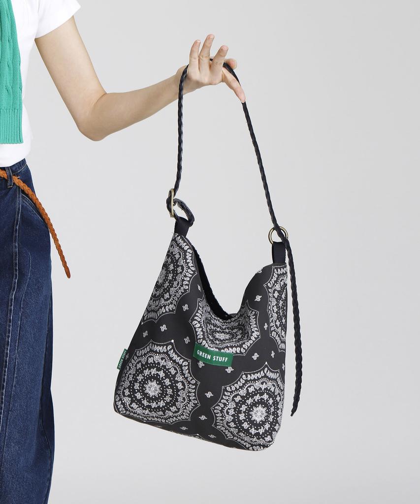 Green Stuff Belted Shoulder Bag B2 Paisley - Black