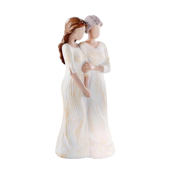 Mother Daughter Figurine Resin Hugging Mother And Daughter Statue Hand-Painted Sculpture for Home Decor Mother's Day Birthday Gifts