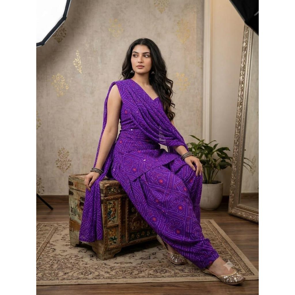 Beautiful Bandhni Printed Farshi Salwar Suit Indian Women Designer Salwar Kameez