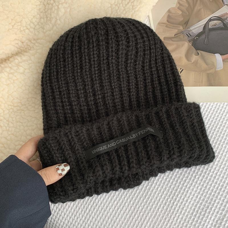 Loose Big Head Knitted Hat for Women In Winter Wool Hats In Autumn and Winter Warm Suitable for Round Face Showing Small Piles of Hats