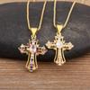 Nidin Classic Cross Shape Pave Crystal Zircon Fine Pendant Necklace Light Luxury Clavicle Chain Jewelry Gift for Women Men
