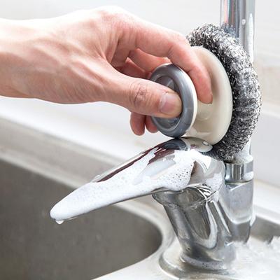 Excellent Effective Lightweight Dish Scrubber Stainless Steel with Handle Kitchen Accessories