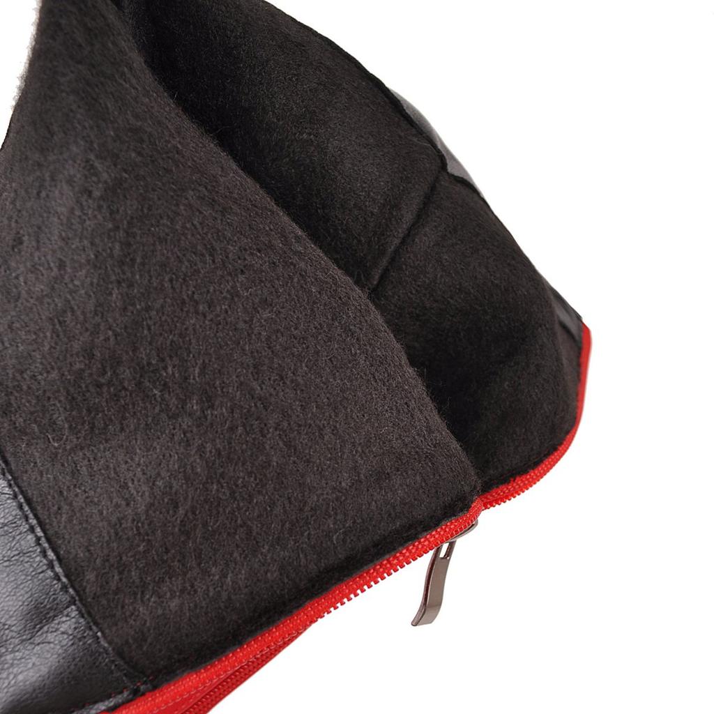 Winter Women Lace-up Platform Knee High Boots Red Black Spike Heel Round Toe Sexy Dress Party Lady Buckle Belt Zipper Long Boots