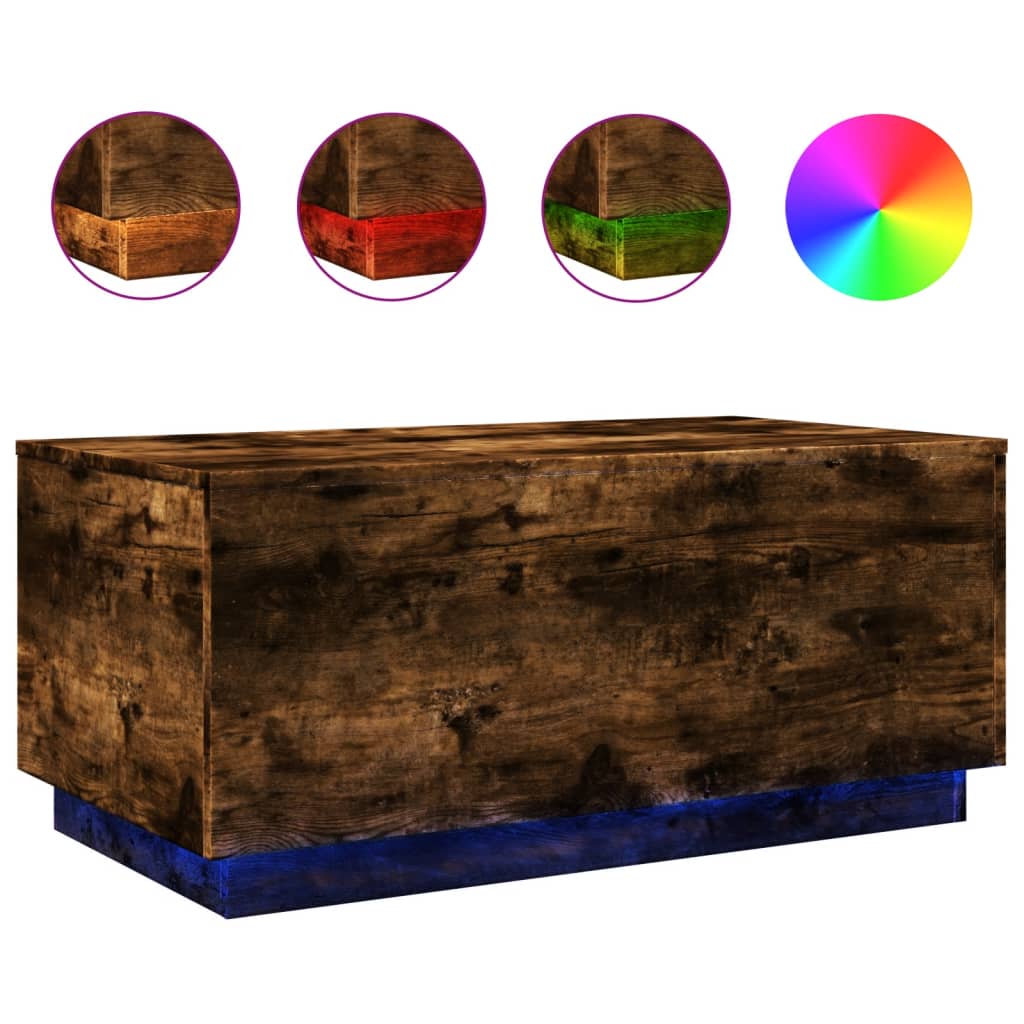 LED Coffee Table In Smoked Oak 90 X 50 X 40 Cm