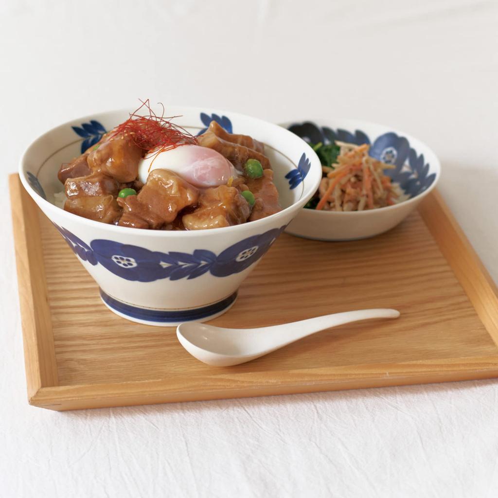 Aito Blue Flower Bowl Set by Aito Approximately Mino Microwave and Dishwasher Made In Product 113502 "Blossom" (Pair) Seisakusho. 19cm. Lightweight,