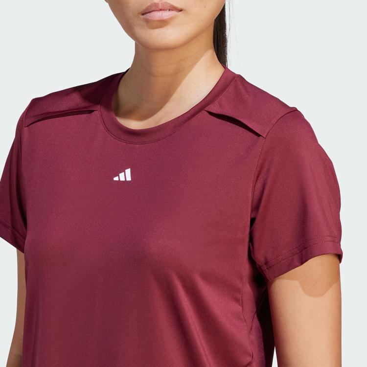 Adidas Power Tee Solid Logo Sports Round Neck Short Sleeve T-Shirt Women Tops Dark-Red IN6210