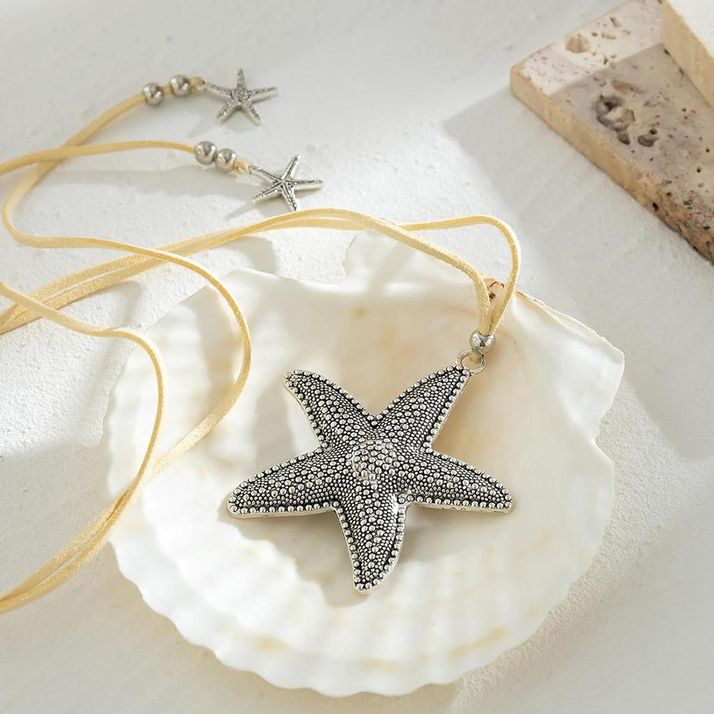 Dcfywl731 Starfish Seashell Necklace for Women Shell Pendant Accessories Chunky Gold Beach Jewelry Womens Fashion Accessories Summer Outfits for