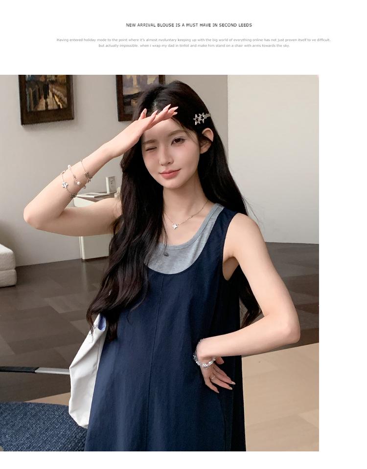 2026 Summer Sweet Maternity Sleeveless High-Waisted Vest Dress - Trendy Age-Reducing, Two-Piece Look