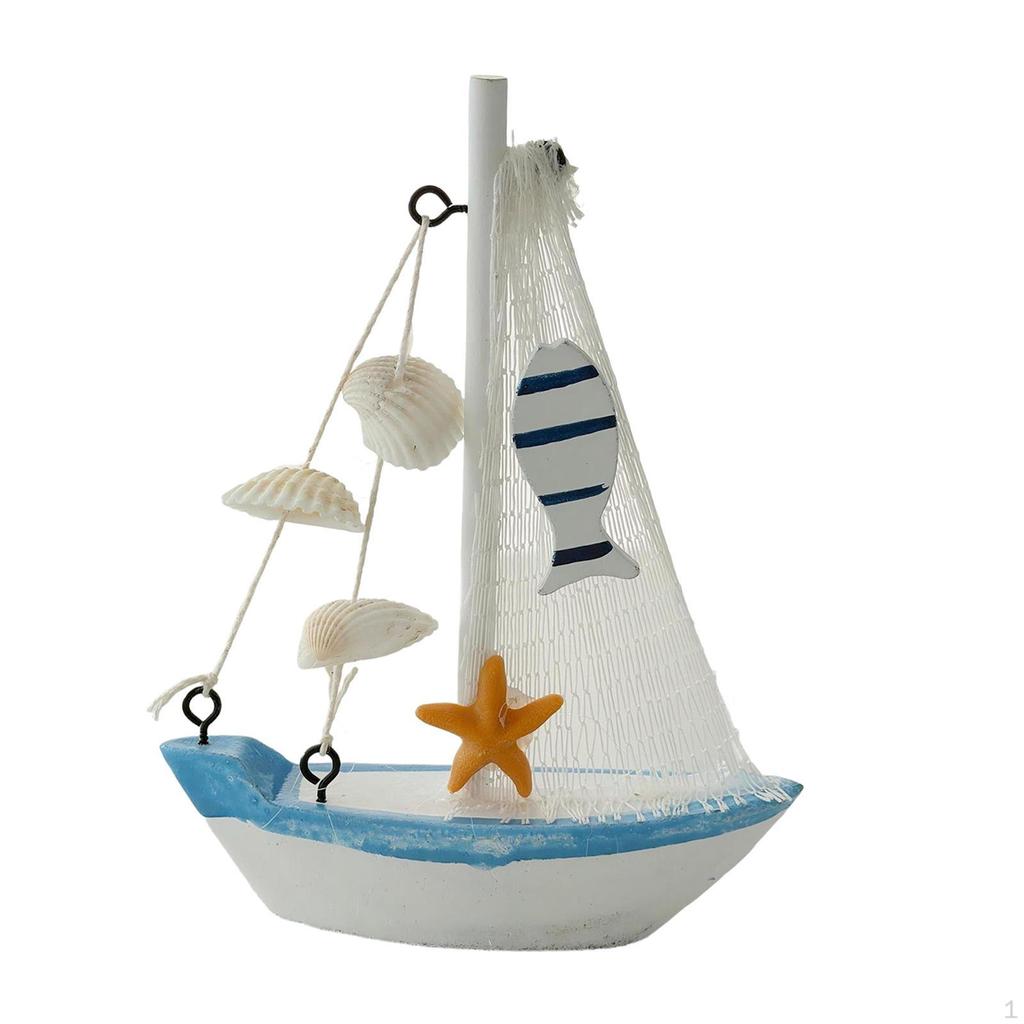Mini Sailboat Model Beach Nautical Decorative Crafts Table Ornament Home Decor for Housewarming
