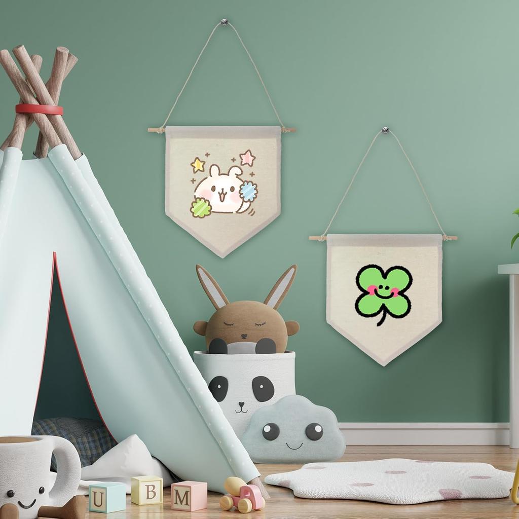 12 PCS Canvas Banners Wall Hanging Brooch Jewelry Storage Case Stand Enamel Pin Display, Sublimation Blank Banner,Holder Earrings Necklace Pin