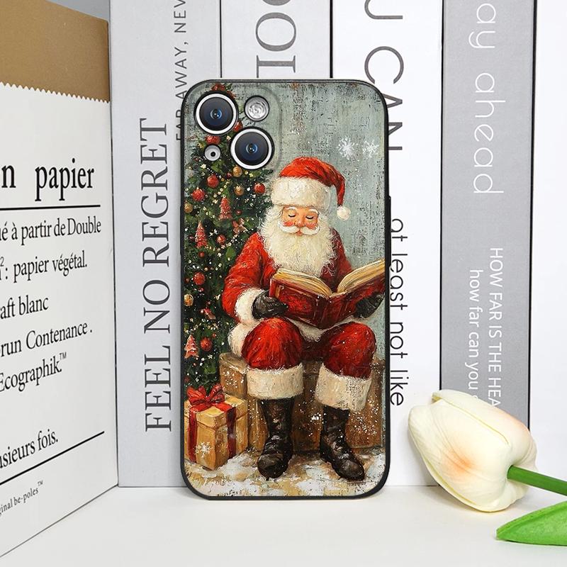 Frohe Weihnachten Baum Weihnachtsmann Muster Handyhülle für IPhone 16 12 11 14 13 15 Pro Max Mini X XS XR SE2 7 8 14 Plus Weiche Hülle