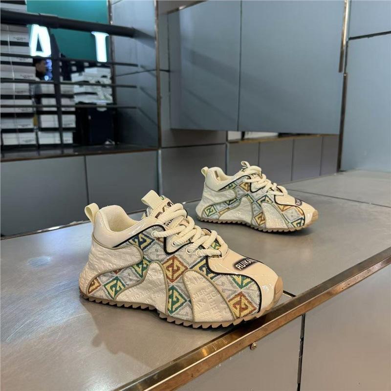 Color Matching Casual Shoes Leather Cloth Spell Spring and Autumn New Comfortable Sports Shoes Low Shoes Gmd