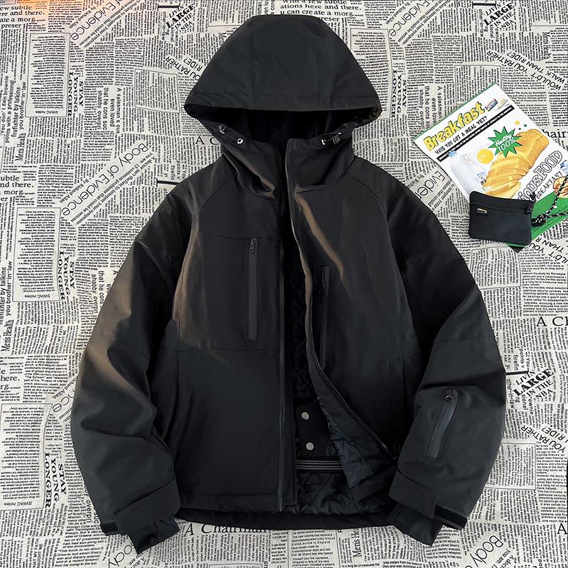 

Мужская ветрозащитная водонепроницаемая лыжная куртка: Теплый, с добавлением хлопка, модный костюм для альпинизма M чёрный