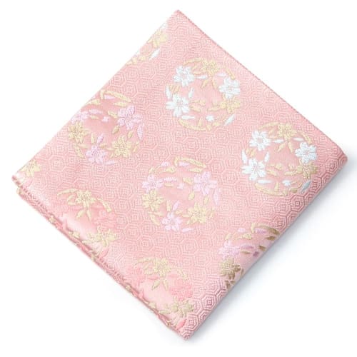 Silk Cloth by Nakagawa Masashichi Shoten (pink with a Tortoiseshell Pattern and a Cherry Blossom Circle)