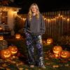 Dames Halloween Print Flanellen Broek - Gezellige Pyjamabroek voor Slaap en Ontspanning